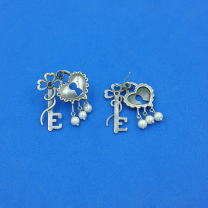 Lock & Key Oxidised Earrings