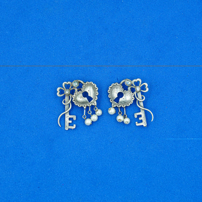 Lock & Key Oxidised Earrings