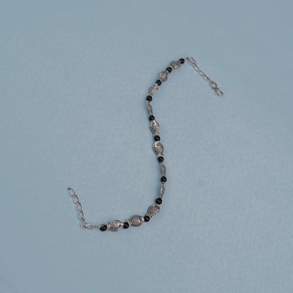 Black Beads studded Fish Charm Bracelet