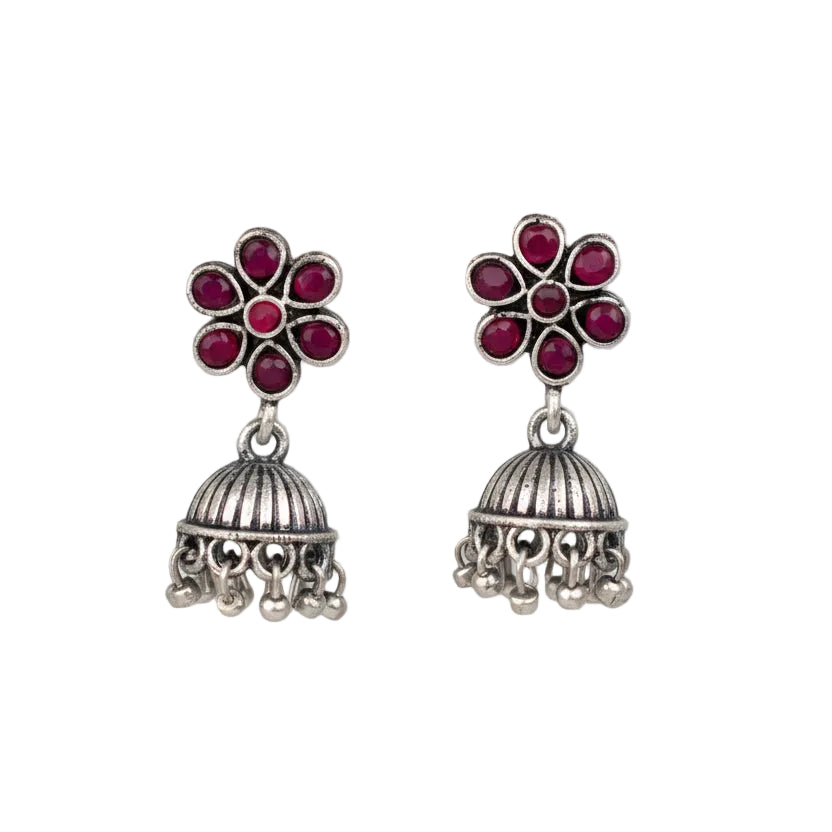 Floral flawlessness jhumki earrings (Red)