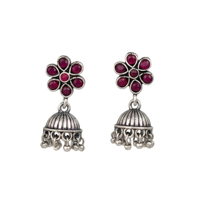 Floral flawlessness jhumki earrings (Red)