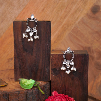 StylishKudi Oxidised Silver Earrings&Chandbali Earrings ComboSet for Women&girl