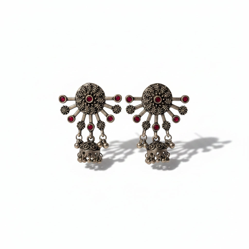 Slays and rays jhumki earrings (Dark Maroon)