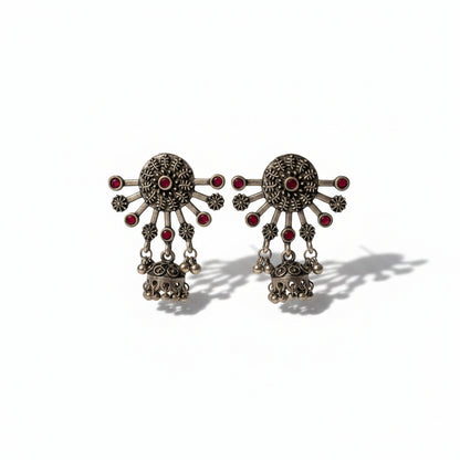 Slays and rays jhumki earrings (Dark Maroon)