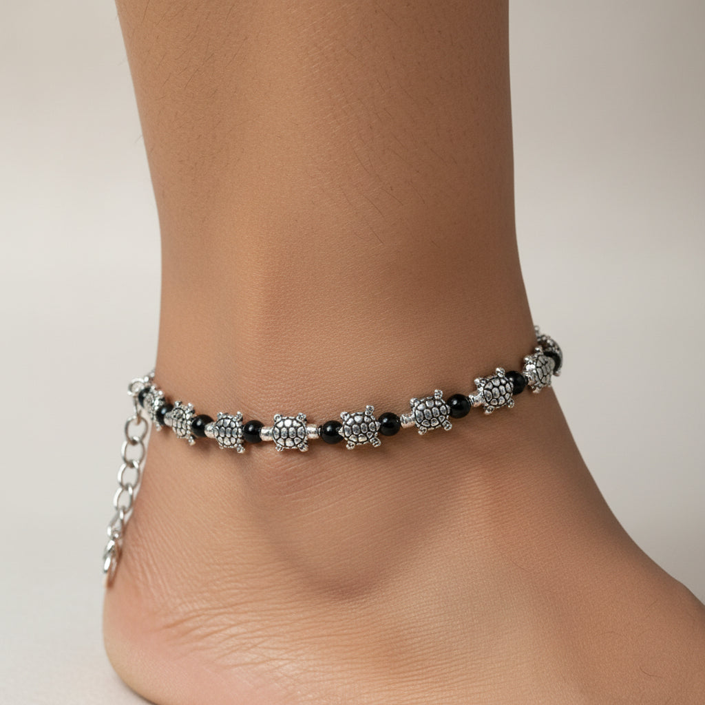 Tide&Trail beaded anklet (Black)
