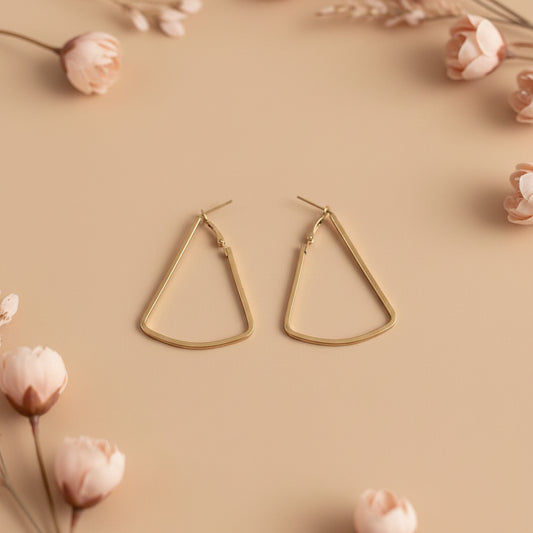 Western Style Triangular Metallic Loop Earrings