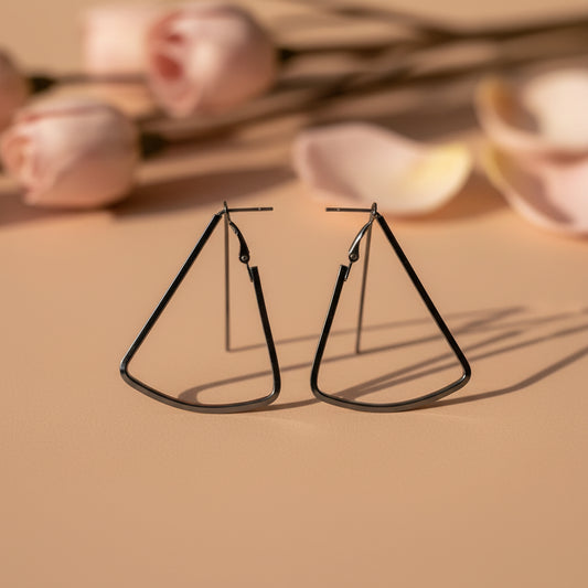 Western Style Triangular Metallic Loop Earrings