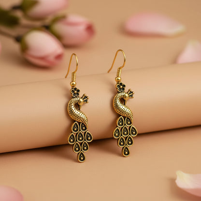 Antique Gold Peacock Earrings