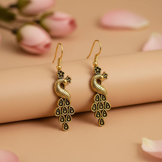 Antique Gold Peacock Earring