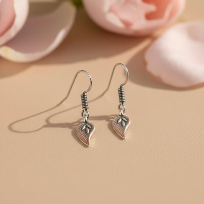 Oxidized Silver Leaf Dangle Earrings for Women & Girls