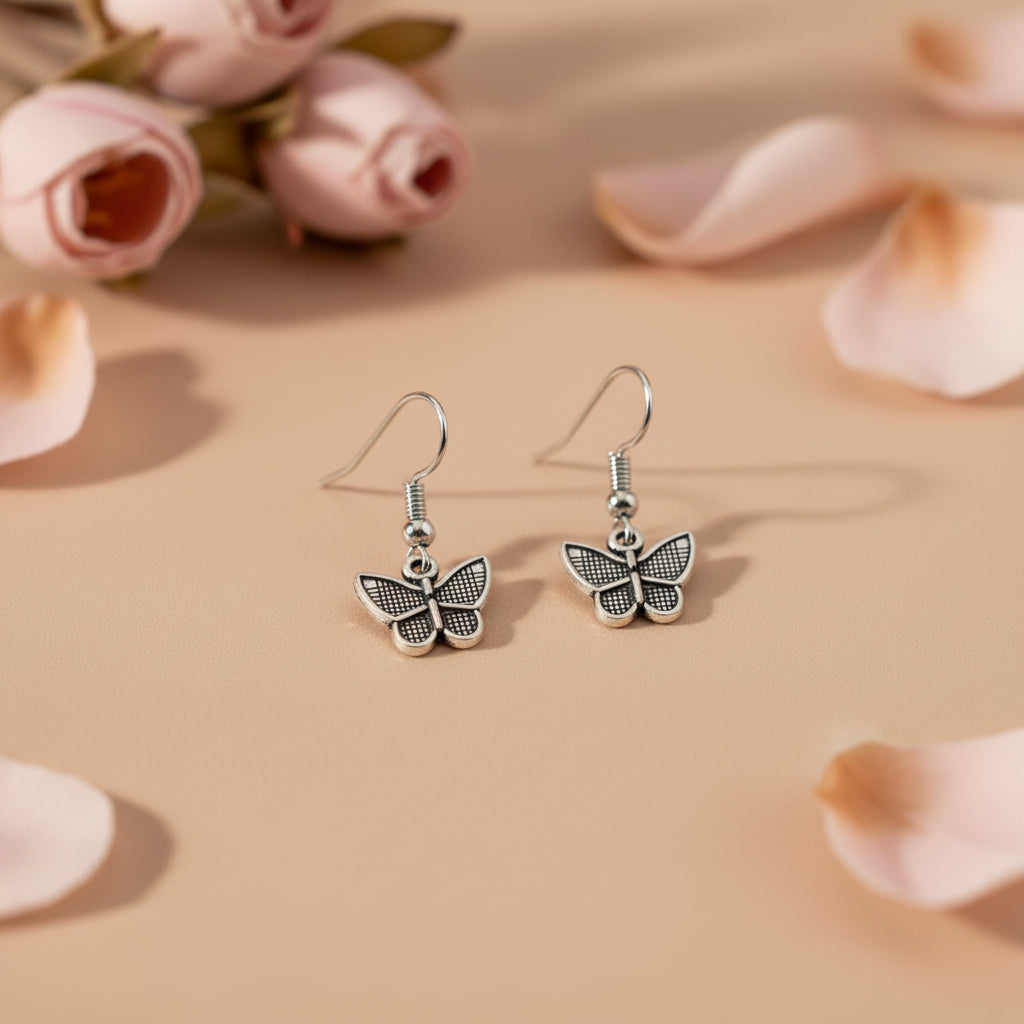 Silver-Plated Butterfly Drop Earrings
