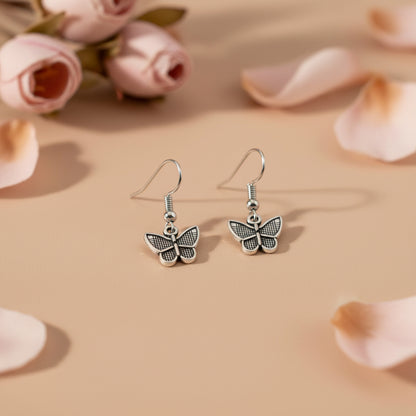 Silver-Plated Butterfly Drop Earrings