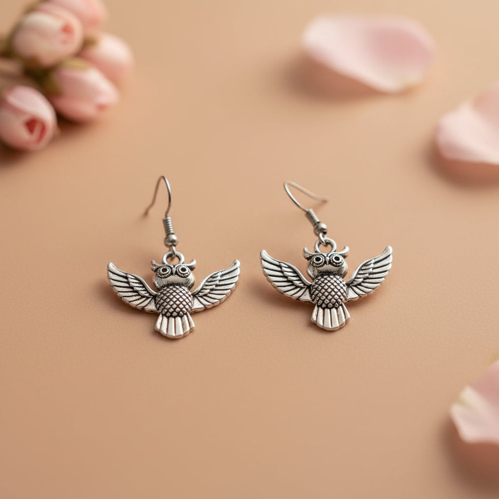Flying Owl Drop Earring