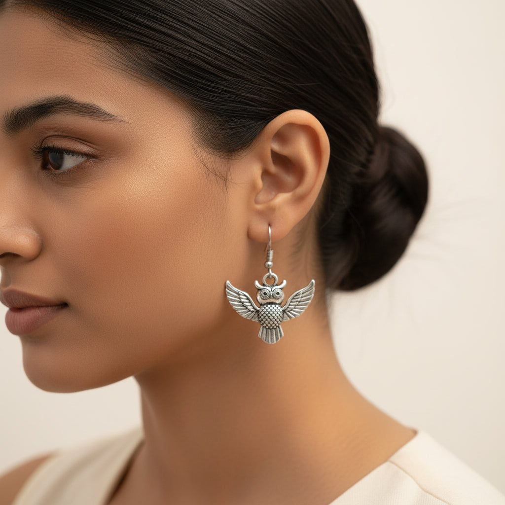 Flying Owl Drop Earring