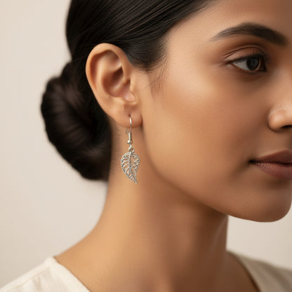 Silver Leaf Dangle Earring
