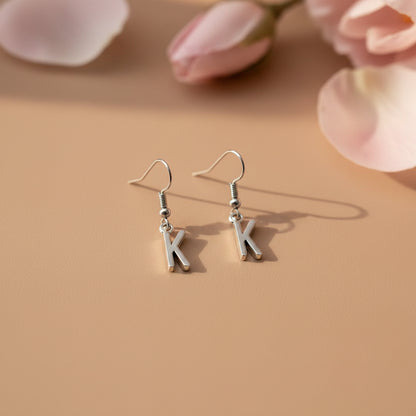 Silver-Toned 'K' Letter Quirky Earring