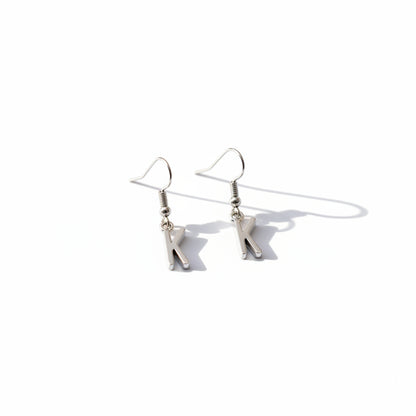 Silver-Toned 'K' Letter Quirky Earring