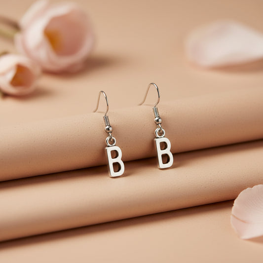 Trendy Metallic Capital Letter 'B' Dangle Earring