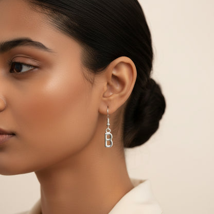 Trendy Metallic Capital Letter 'B' Dangle Earring