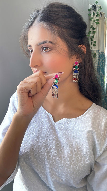 Rainbow rhine dangler earrings (Multicolored)