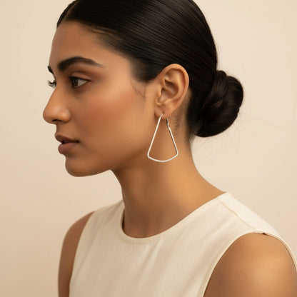 Western Style Triangular Metallic Loop Earrings