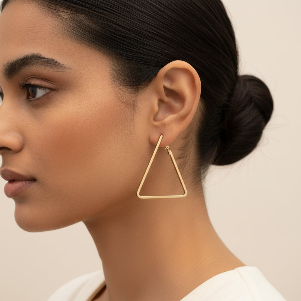 Western Style Triangular Metallic Loop Earrings