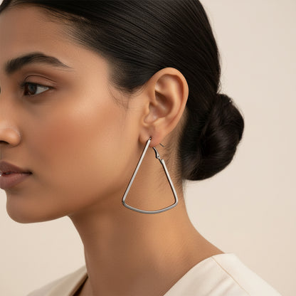 Western Style Triangular Metallic Loop Earrings