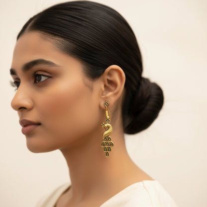 Antique Gold Peacock Earrings