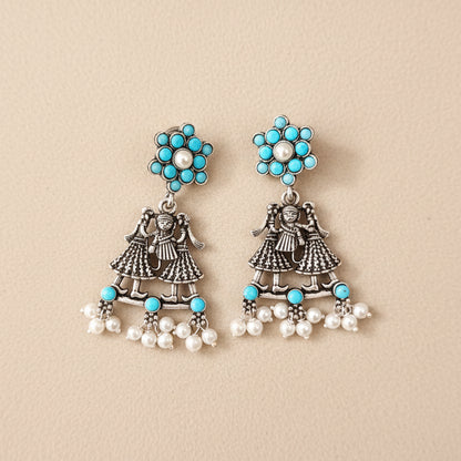 Bride-Groom Floral dangler earrings (Sky Blue)