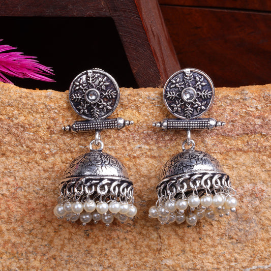 Charmbell jhumka earrings (White)