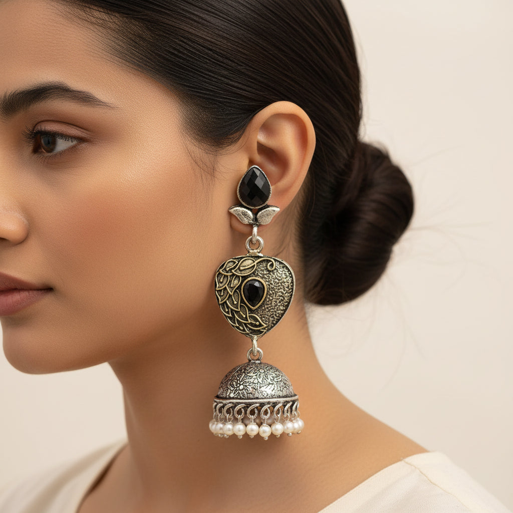 Bling & Swing Jhumka Earring (Black)
