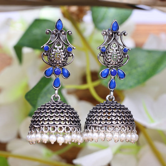 Kalash Kamal Jhumka earring (Blue)