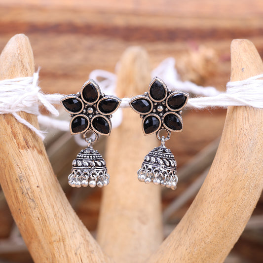 Beauty Bloom ghunghroo jhumki earring (Black)