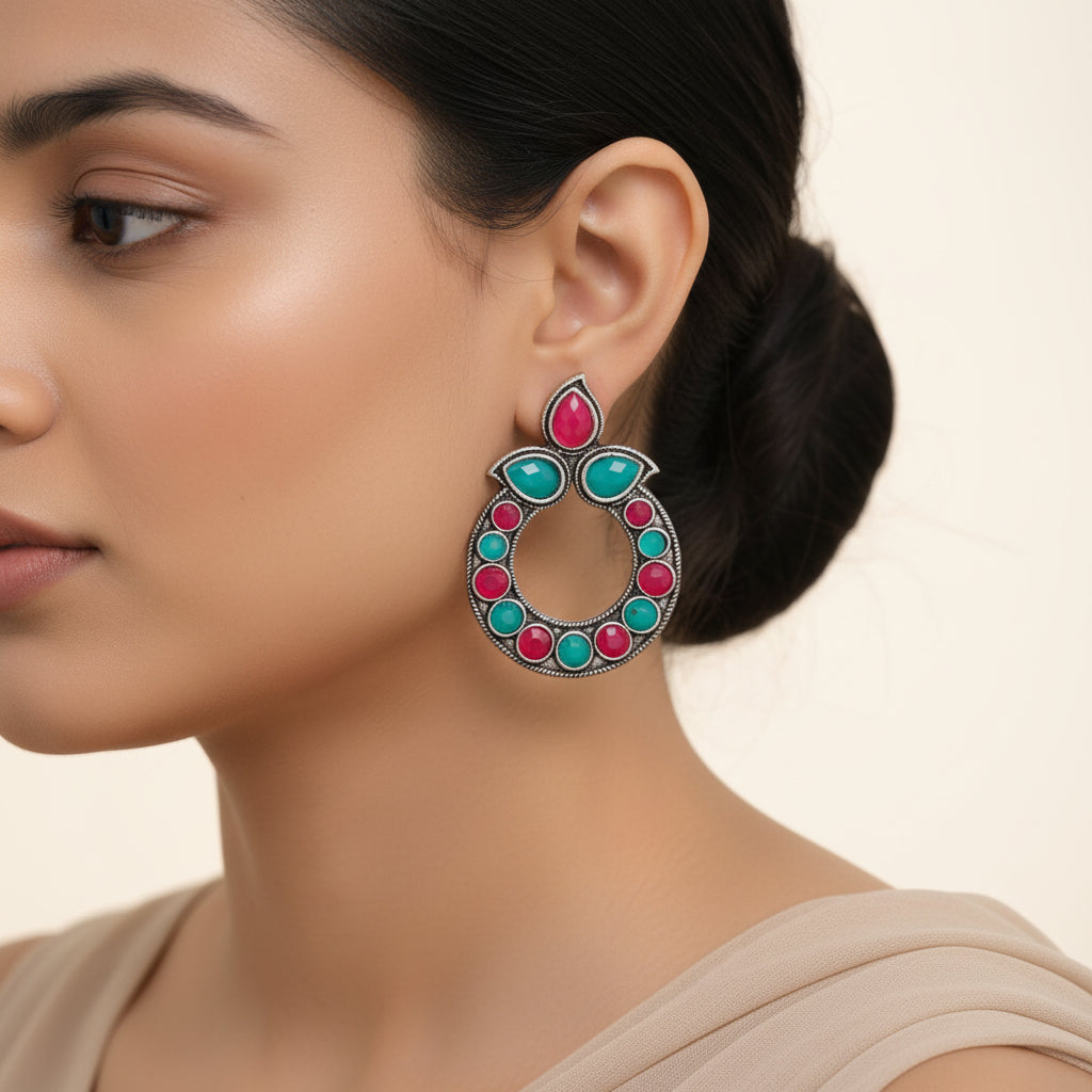 Petal Mandal stud earrings (Multicolored)