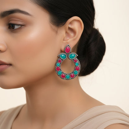 Petal Mandal stud earrings (Multicolored)