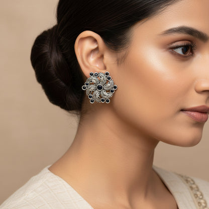 Aabroo sparkle stud earrings (Black)