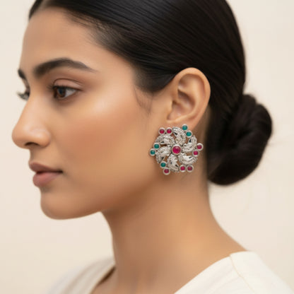 Aabroo sparkle stud earrings (Multicolored)