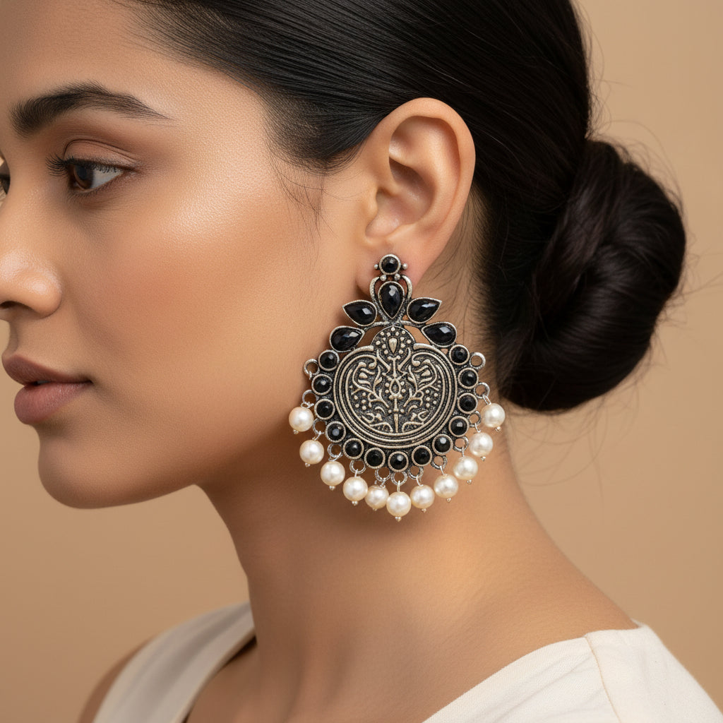 Royal flare stud earrings (Black)