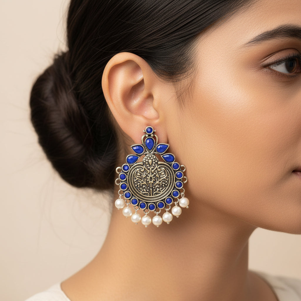 Royal flare stud earrings (Blue)