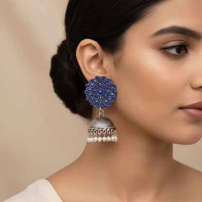 Kamalika stone studded  earrings (Blue)
