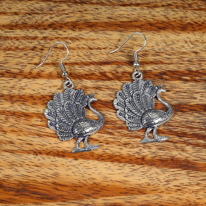 Peacock German Silver Dangler Earrings