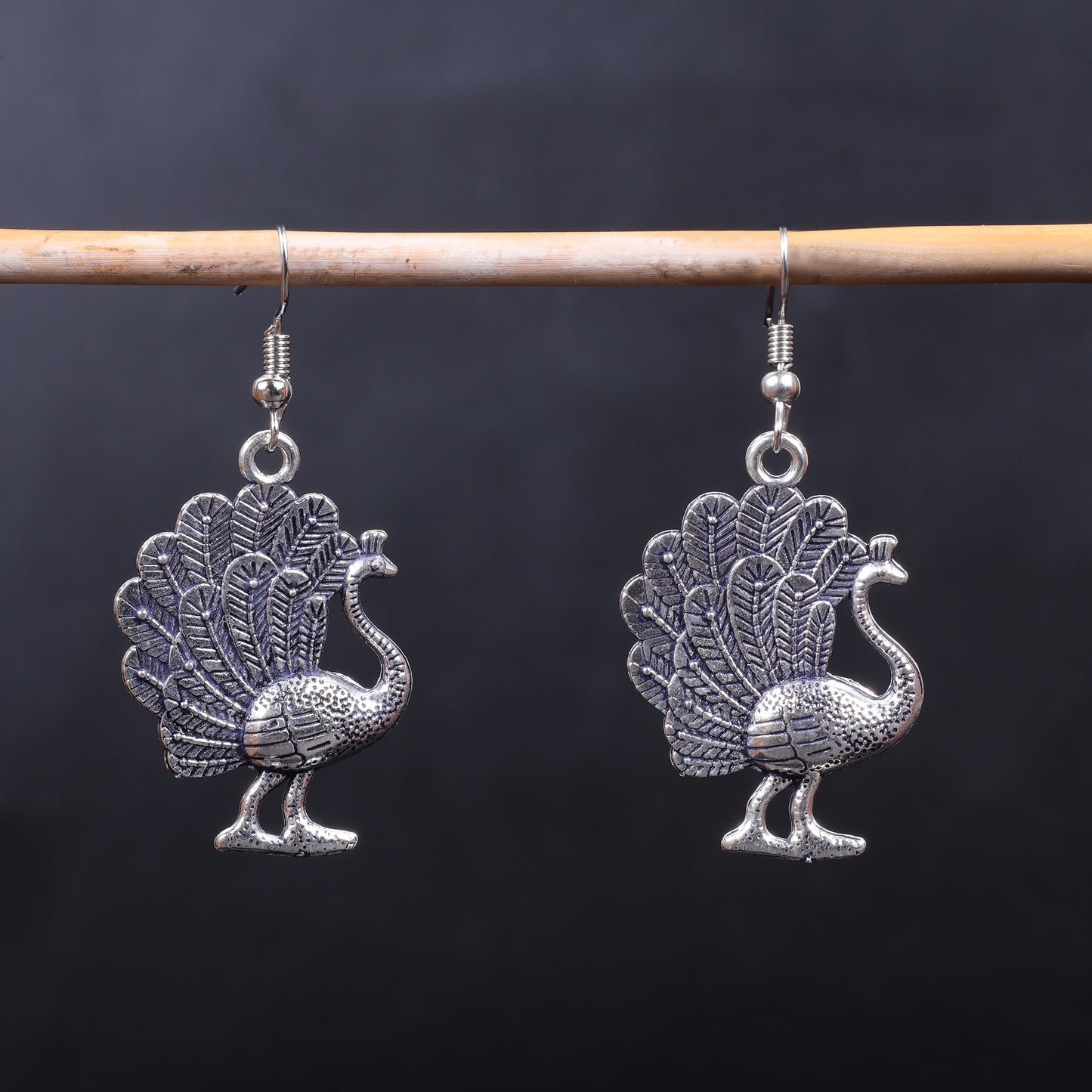 Peacock German Silver Dangler Earrings