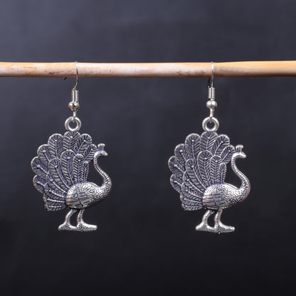 Peacock German Silver Dangler Earrings
