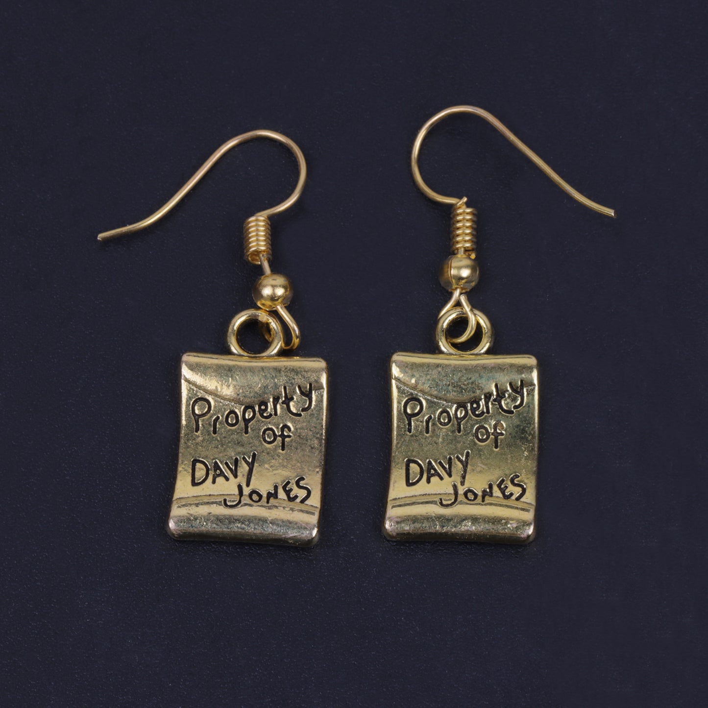 Treasure Map Shaped Golden Polished Oxidised Danglers