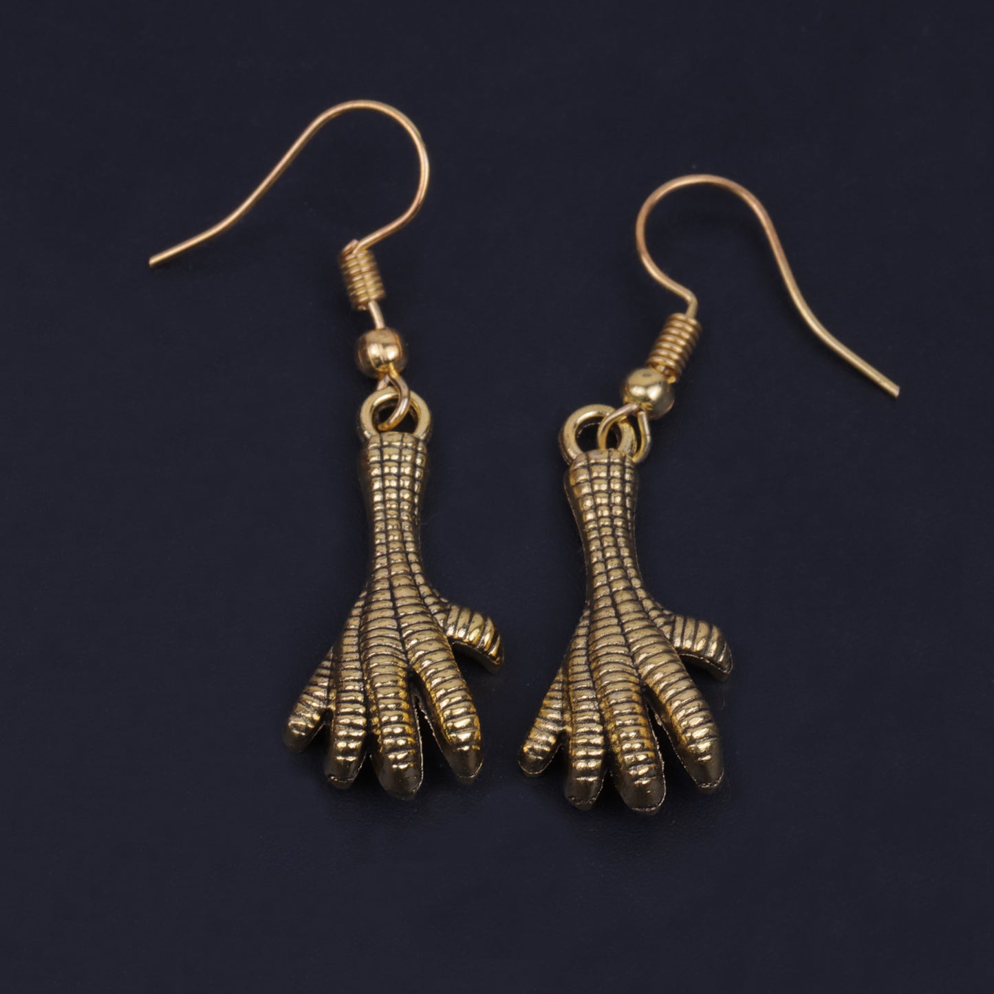 Bird Talons Shaped Golden Polished Oxidised Danglers