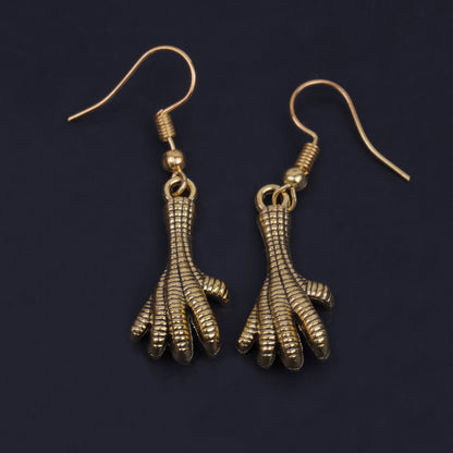 Bird Talons Shaped Golden Polished Oxidised Danglers