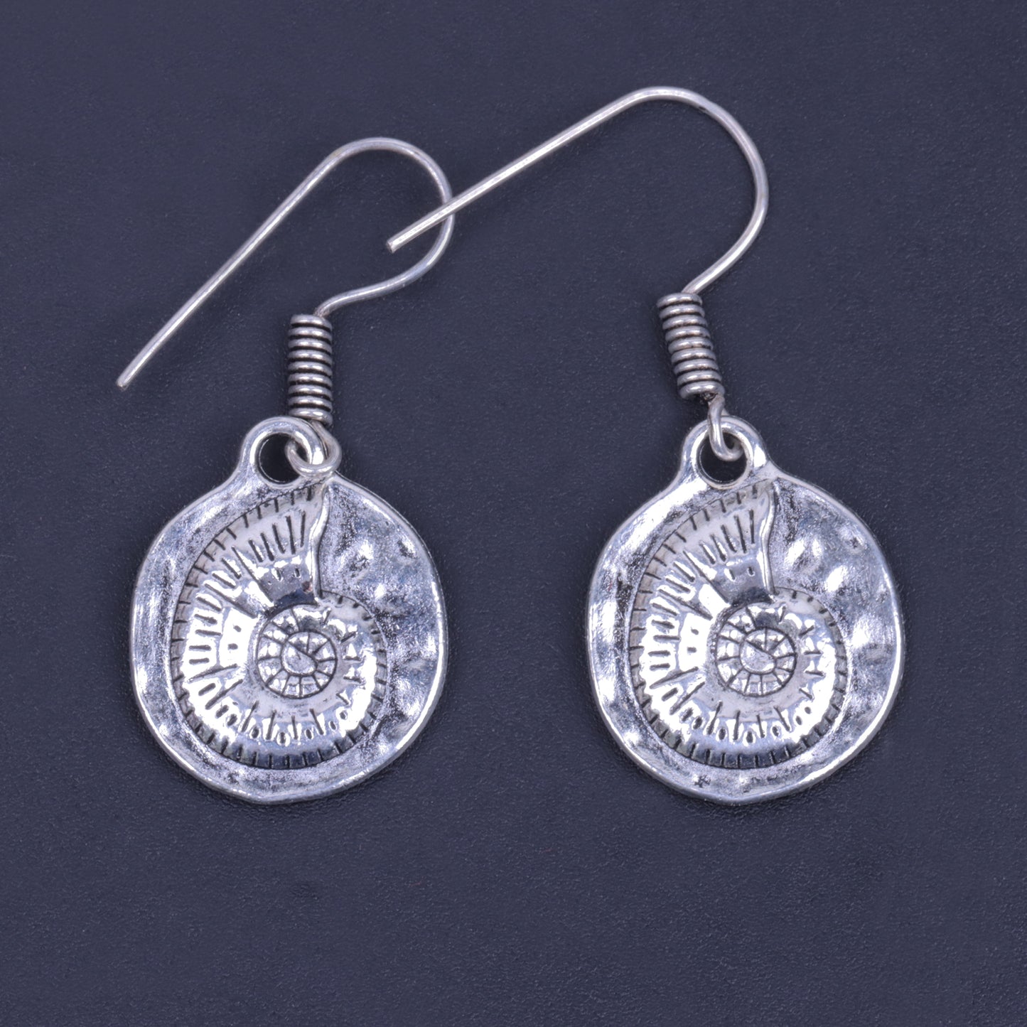 Shell Shaped Silver Polished Oxidised Danglers