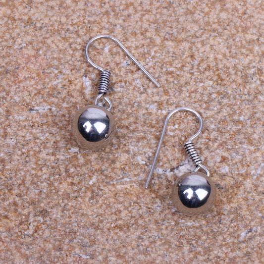 Ball Shaped Silver Polished Oxidised Danglers