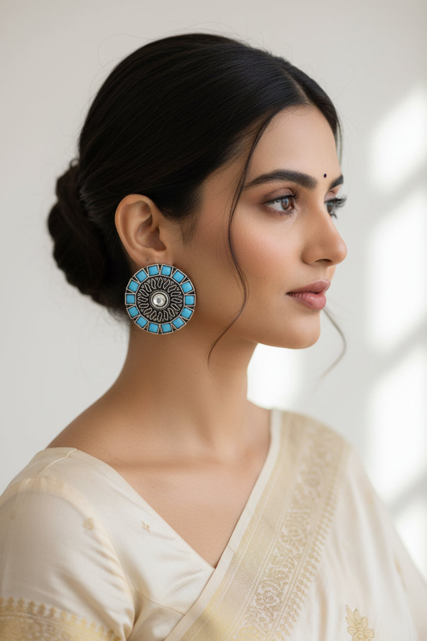 Spark stud earrings (Aqua Blue)