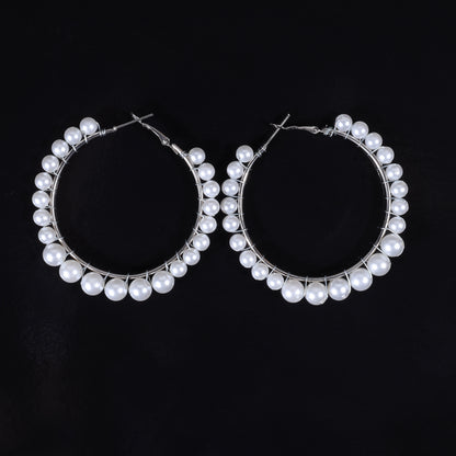 Wired Pearl Hoop Earrings